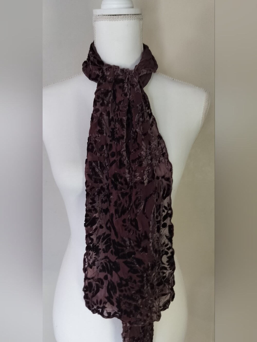 Velvet Burnout Scarf in Plum - Women's Accessory